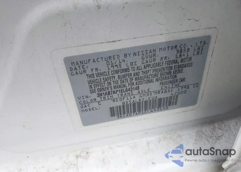 2014 Nissan Sentra Sr из США, поврежденный, VIN 3N1AB7AP1EL643148